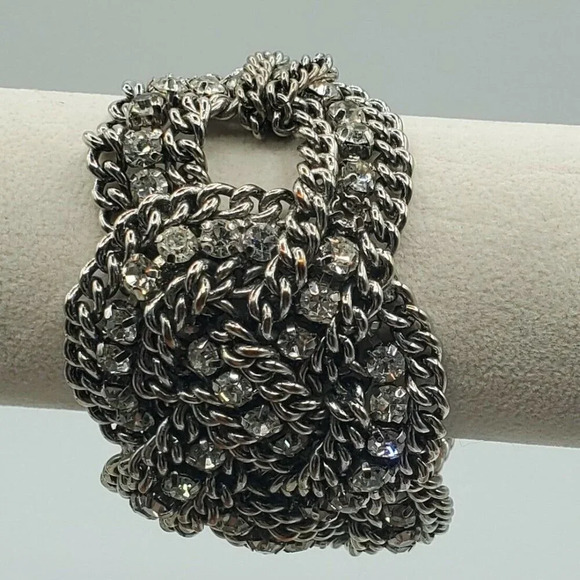 Stella & Dot Bold Silver Chain Crystal Rhinestone - Picture 5 of 10